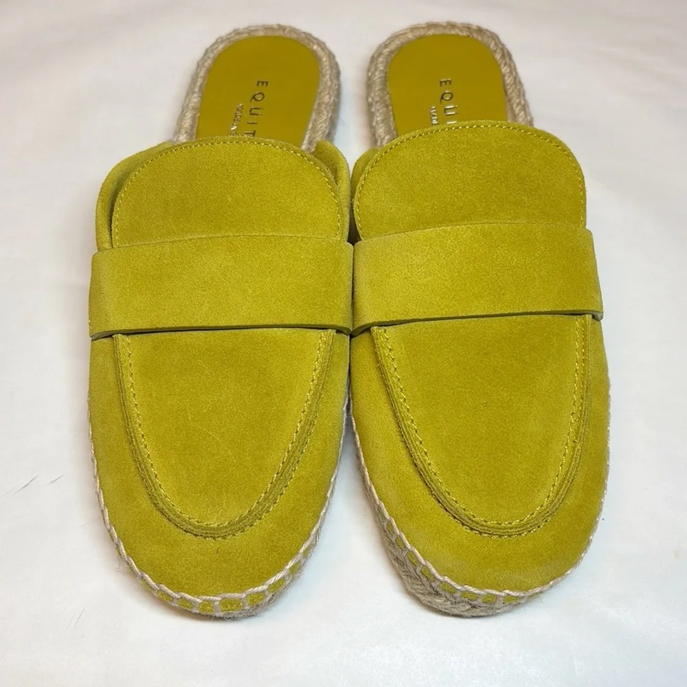 Equitare NWOB Leather Slip-On Espadrille Lime Green Mules EU Size 36, US Size 6
